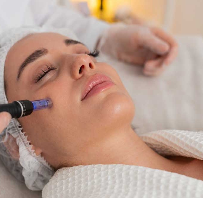 patient with microneedling treatment