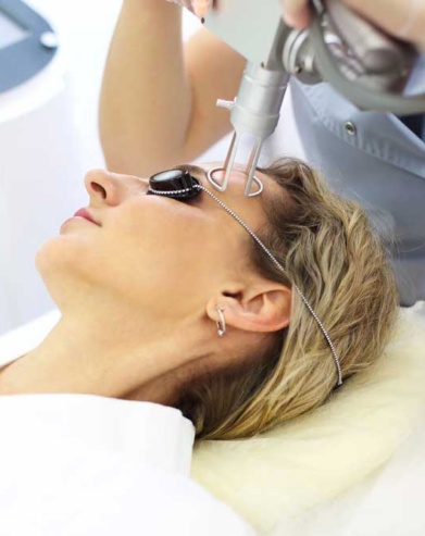 patient receiving laser resurfacing treatment